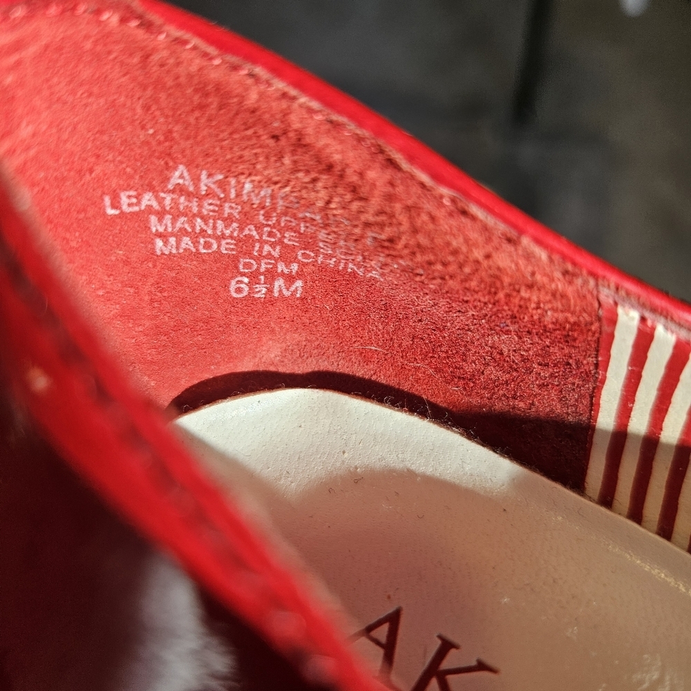 AK Anne Klein Impact Leather Heels Red Sz 6.5 3.5" Heel Sexy EUC - Picture 11 of 12